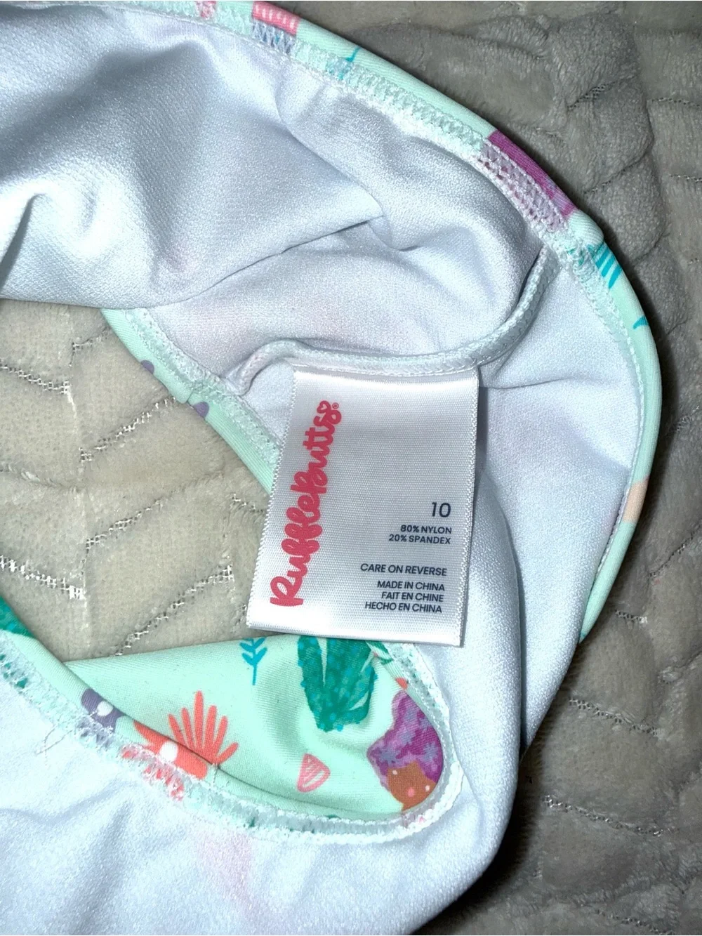 RuffleButts Girls Mermaid Princess Flounce Bikini 2-piece swimsuit, size 10, NWT